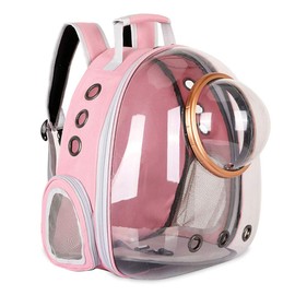 Sipobuy Pet Space Capsule Backpack, Small Medium Cat Puppy Dog Carrier, Transparent Breathable Heat Proof, Pet Carrier for Travel Hiking Walking Camping, Pink