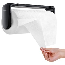 simpletome Paper Towel Holder ONE Hand Tear Adaptive Tension Arm Adjustable Length 9.4-11inch/24-28cm (Black)