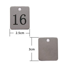 Rectangle Stainless Steel Number Tags Key Tags ID Tags with Key Rings (1-10)