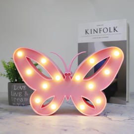 Vicila Butterfly Lights Marquee Signs, Battery Operated Butterfly Shaped Night Lights Desk Table Lamp for Kids, Baby, Child, Girl Gift, Nursery Room, Wall Decor (Pink)