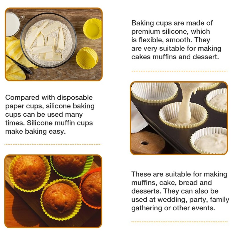 Pharamat Extra Large Silicone Muffin Cups 24 Pack, 3.54 Inch