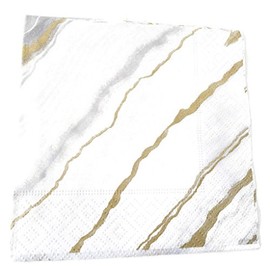 Entertaining with Caspari Marble Grey Paper Cocktail Napkins (Box of 40)