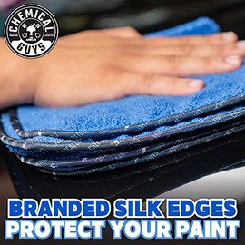 Chemical Guys Toallas de Microfibra Premium de Calidad Profesional, Azules (16" x 16") (Paquete de 3) - Seguras para Lavar Coches, Limpiar el hogar y 