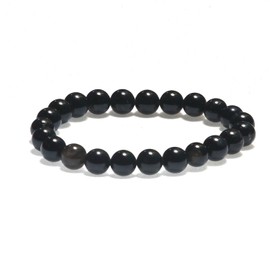 GEMSITE 8 mm Gemstones Black Tourmaline Beaded Bracelets For Men, Women, and Teens Semi-Precious Stone Healing Stretch Round Bead Crystal Bracelets Unisex