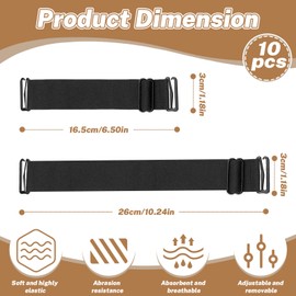 Yitexin 10 Packs Black Adjustable Elastic Band for Wigs with Silicone Strips, Wig Strap to Secure Wig, Nonslip Removable Buckles Wig Band for Making Keeping Hold Wigs Cap Accessories (Polyester)