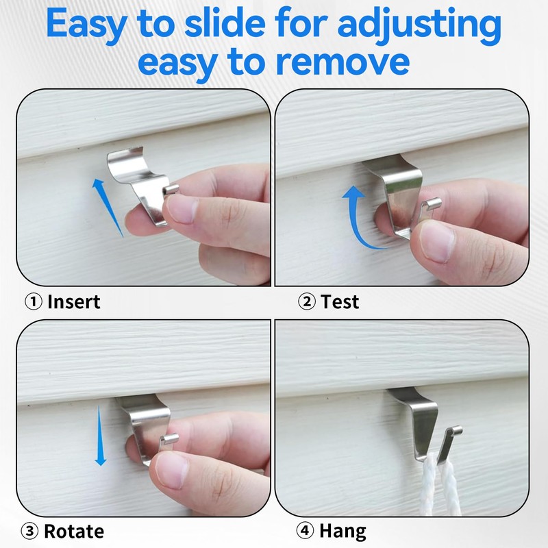 Amuille 20 Pack Vinyl Siding Hooks, No Hole Siding Hanging