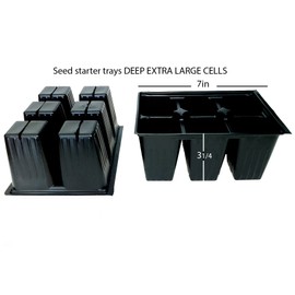 300 Seed starter trays DEEP EXTRA LARGE CELLS total (50 trays of 6 cells each) +10 labels + you get the use and guide Dmarketline