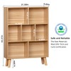 LEYAOYAO Wooden 7 Cube Book Shelf, Natural 3 Tier Bookshelf