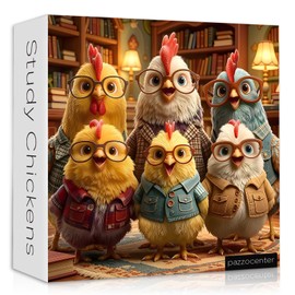 Funny Chicken Puzzles for Adults 1000 Pieces, Cozy Chicken Study Puzzles with Glasses, Cute Animal Jigsaw Puzzles, Impossible Hard Challenging Puzzle for Adults