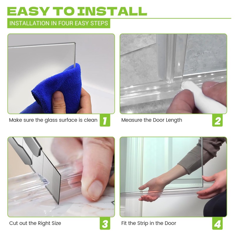 Shower Door Bottom Seal, 2-Pack PVC Strips with Sweep 36"