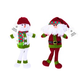 Hanging Christmas Decorations Santa Snowman Decor For Home Kitchen Farmhouse Table Ornaments Christmas Tree Hanging Decoration House Decor Gift For Bookshelf, Windowsill Fireplace - Pack Of 2