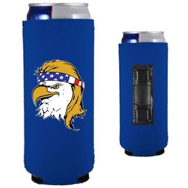 Bald Eagle Mullet Magnetic Slim Can Coolie (Royal Blue, 1)