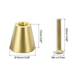 sourcing map 4 Pack Brass Cabinets Knob Kitchen Cabinet Knobs with Screw for Furniture Decoration, Drawer, Wardrobes (M4, Gold)