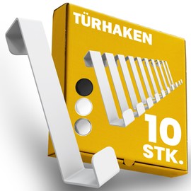 Menz Door Hooks for Hanging, Pack of 10 Clothes Hooks for Door, Compact Hooks for Hanging with High Load Capacity, Space Saving Door Coat Rack for Hanging, Flexible Door Hook Rail, White