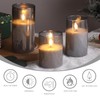 Eywamage Smoke Grey Glass Flameless Candles with Remote, Ribbed LED