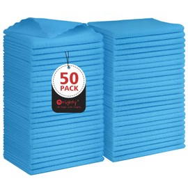 Orighty Shop Towels, 50 Pack Shop Rags Reusable, Microfiber Cleaning Rags Bulk for Cars, Multi-Purpose Cleaning Cloths for Automotive, Mechanic, Kitchen, Lint Free Towels 11.5’’ x 11.5’’, Blue