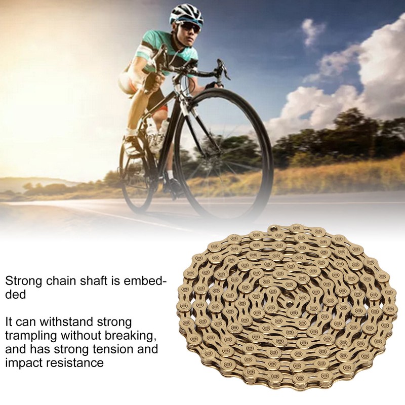 Mountain Bike Chain 10 Speed High Carbon Steel Gold Hollow