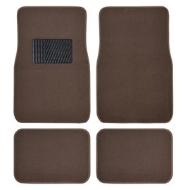 BDK Premium Dark Beige Carpet Floor Mats for Cars - Universal Fit Interior 4-Piece Car Mats Full Set with Vinyl Heel Pad Protector - Cute Car Accessories Interior Floor Covers for SUVs & Trucks