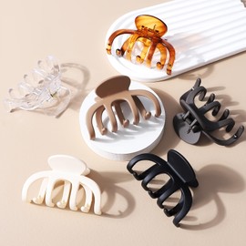 Hair Clips for Women 3.5 Inch Medium Hair Claw Clips for Girls Thin Thick Hair Matte Banana Jaw Clips Hair Accessories for Women (Transparent)