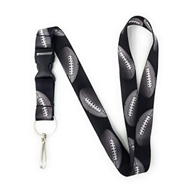 Vinylcation Football Lanyard for Men, Women, Kids, and Sports Fans - Long and Soft with Detachable Buckle and Split Ring Keychain for School, ID Badge, or Work