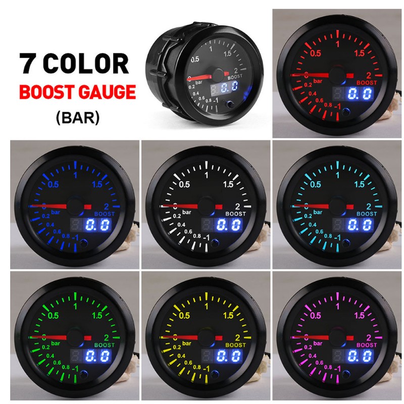 2in Car Turbo Pressure Boost Gauge Meter 2Bar 12V Colorful