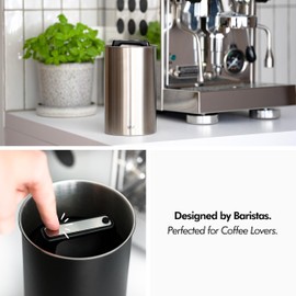 KIVY Vacuum Coffee Canister - Push Lid Preserves Coffee Aroma & Oil - Stainless Steel Airtight Coffee Canister - Coffee Container for Ground Coffee & Coffee Bean Storage - Removes Excess Air