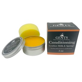 Gents Mink Oil Leather Conditioning Balm with Beeswax – Leather Conditioner and Cleaner for Boots, Shoes, Jackets, Bags & More – Waterproofs & Restores Leather – All-Natural Formula – 5oz with Sponge