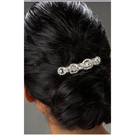 Hair Clip Rhinestone Crystal Barrette Large Circular Loops