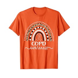 COPD Awareness Wear Orange Leopard Rainbow T-Shirt
