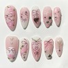 Almond Press on Nails Medium Fake Nails with Rose 3D
