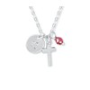 God Daughter Gift, Cross Initial Birthstone Necklace, Sterling Silver Baptism