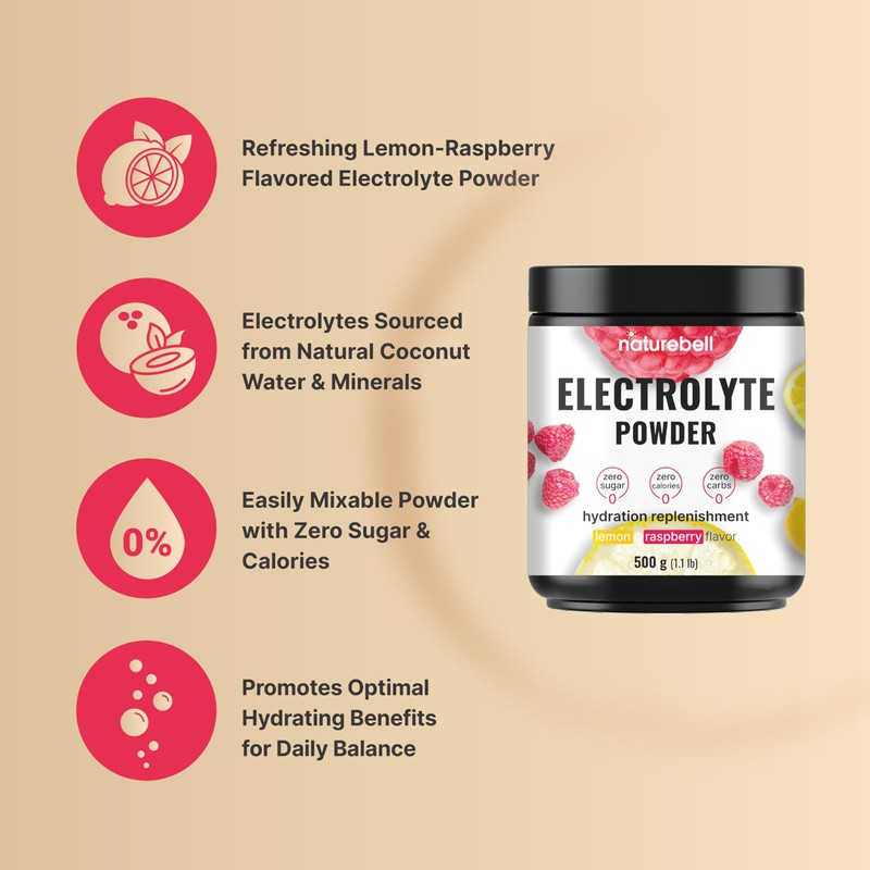 Naturebell Electrolytes Powder No Sugar, 500g (76 Servings) | Keto