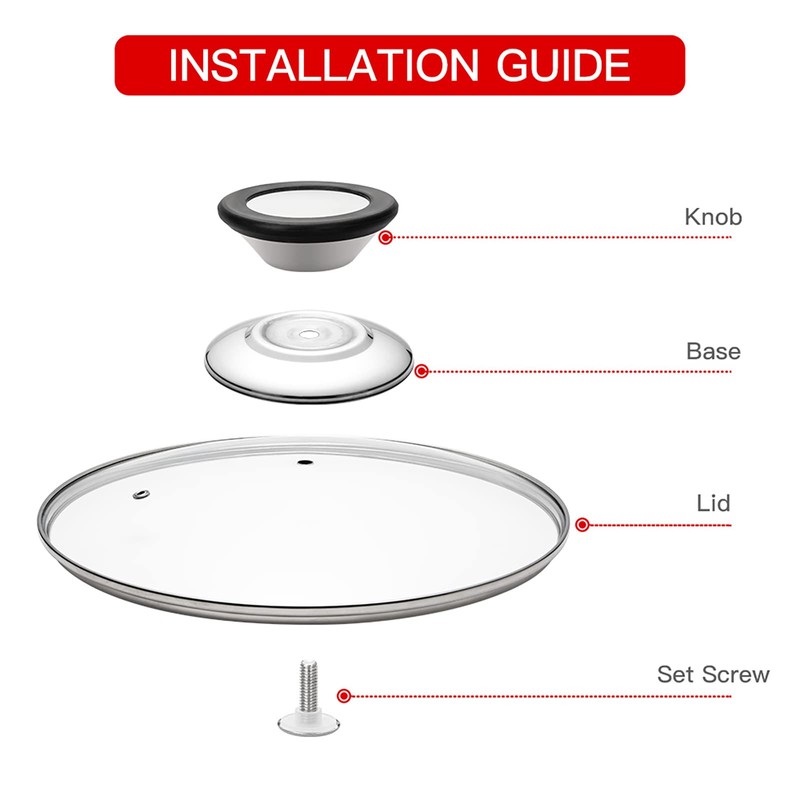 Tempered Glass Lid with Heat Resistant Handle,10.5"/26cm, Clear