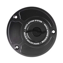 Autobahn88 Motorcycle Fuel Tank Cap, Keyless, Quick Lock/Release, compatible with Suzuki GSXR 1000 2003-2013, (Wave Style) (Body-Handle-Cap = Black-Black-Black)