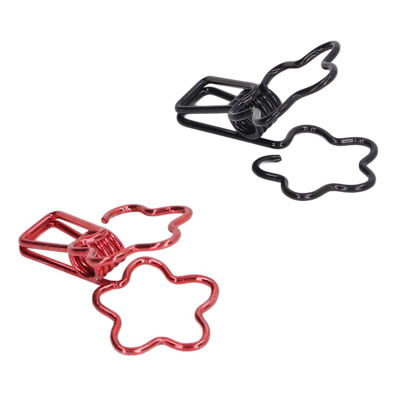 100pcs Binder Clips Black Red Cute Cartoon Flower Shape Metal