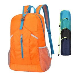 levayhill 25L Hiking Backpack,Foldable Sports Daypack Camping Backpack Hiking Accessories,Carry-on Bag-Water Resistant Lightweight Backpack for Travel,Orange, Orange, Large, Lightweight Foldable