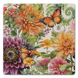 Botanica Decorative Heat Tolerant Stone Trivet with Non-Skid Cork Backing 8” Square Artistic, Durable, Easily Wipes Clean