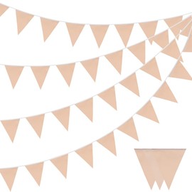 Polyester Fabric Bunting Champagne Gold Bunting Flags Home Outdoor Waterproof Bunting Garland Garden Birthday Wedding Decoration Bunting 20m with 52 Pieces Flags
