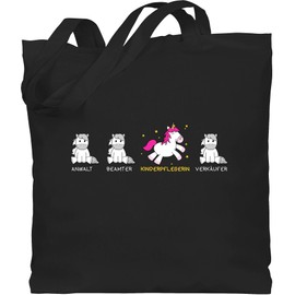 Shirtracer - Work and job gifts - child nurse unicorn - fabric bag made of cotton jute bag long handle, 2 Black, Einheitsgröße