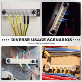 Bus Bar,12v Bus Bar,Terminal Block,48v Stromverteilungsblock Sammelschiene,150a Common Busbar Power Terminal Blocks with 2 M6 Studs 6 M4 Screws Terminals for Car Boat Marine Caravan Rv (Black)