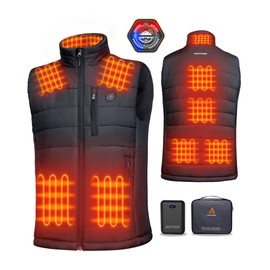 GOTOBI Heated Vest for Men with 16000mAh 7.4V Battery Pack, Ergonomic 9 Heating Zones, Smart Temp Control Men's Heated Vest