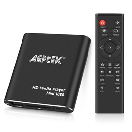 AGPTEK HDMI Media Player, -MKV/RM- Black Mini 1080p Full HD Ultra HDMI Digital Media Player for HDD USB Drive and SD Card (HA0053B-FBA)