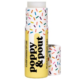 Poppy & Pout Birthday Cake Jumbo Lip Balm | All Natural Lip Balms & Moisturizers | Hydrates with Beeswax, Vitamin E, Organic Coconut Oil | Cruelty-Free | Lip Balm in Recyclable Cardboard Tube (Yellow)