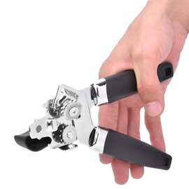 Multifunctional Can Opener with, Ergonomic ABS Grip, Wide Handle, for Opening Cans and Bottles (A)