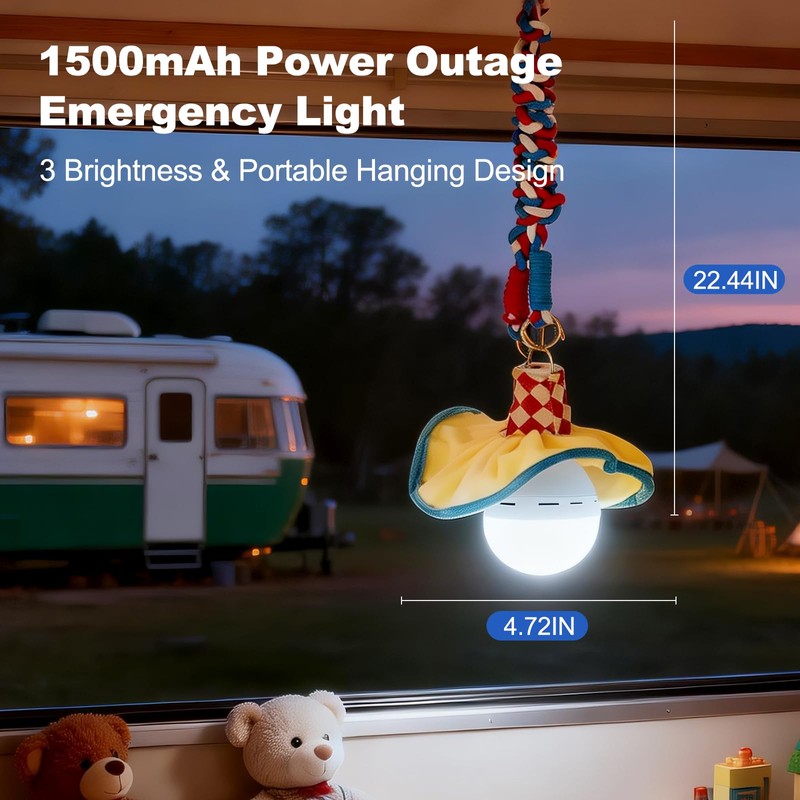2Pack USB Rechargeable Emergency LED Light Bulbs Portable Tent Light