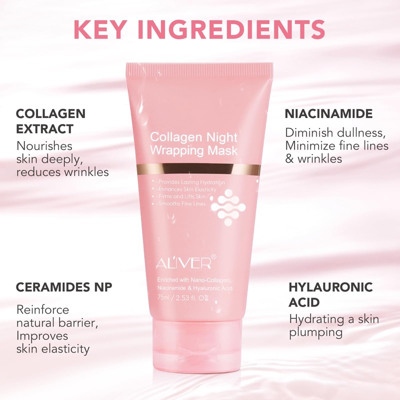 Collagen Night Wrapping Mask, Overnight Mask Face, Peel Off Collagen