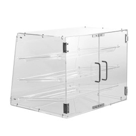 Acrylic 4-Tier Washable Pastry Display Case Countertop Bakery Removable Shelves Rear Door Access Polished for Modern StyleCraft: Detachable Type, Number of Layers: 3 Layers