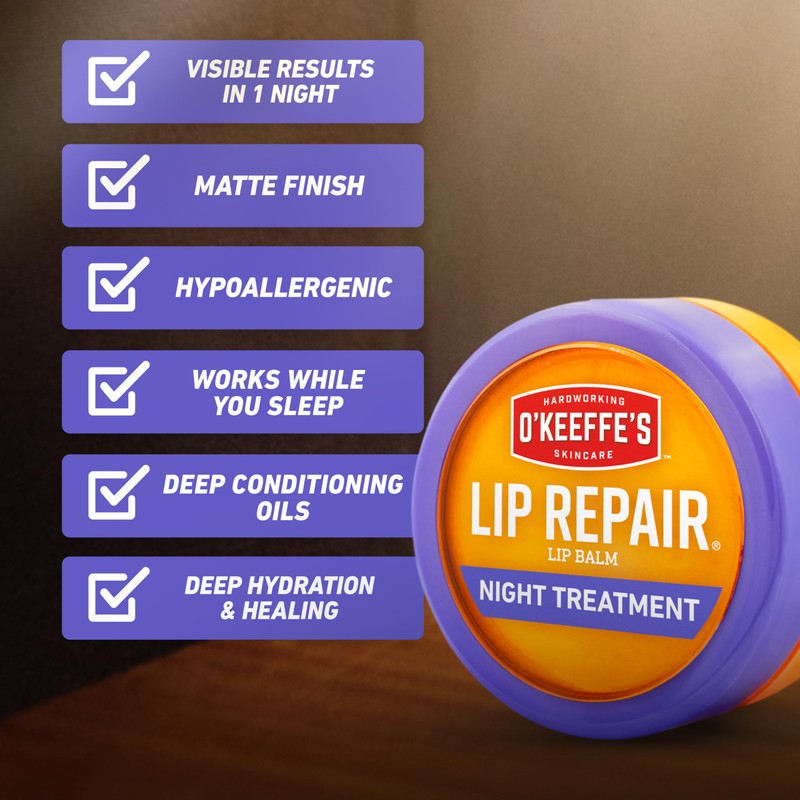 O'Keeffe's Lip Repair Night Treatment Lip Balm for Dry, Cracked