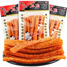 Spicy Strips - Spicy Gluten Latiao, Chinese Special Casual Snack Food, Made From Wheat/Chili/Spice, Low Sugar and Low Calories, Best Vegan, 102g (Pack of 3)