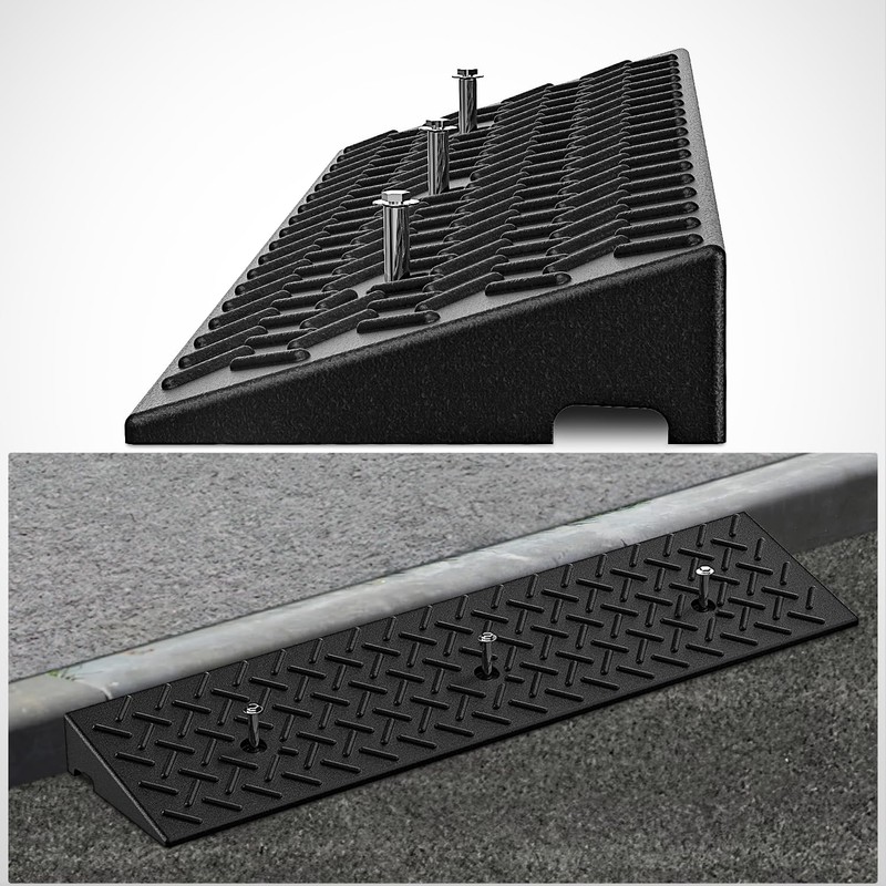 Nilight 2.4" Rise Curb Ramps, Heavy Duty Rubber Driveway Threshold